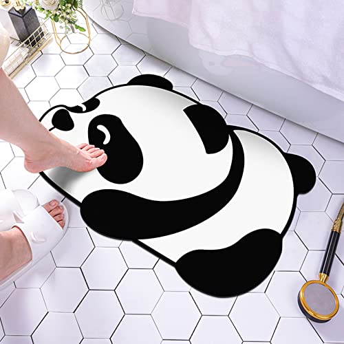 QSDGFH Rutschfeste Badematte mit Panda-Design, schnelltrocknend, saugfähig, für Badezimmer, Fußpolster mit Gummisohle, 40 x 60 cm, Schwarz-weißer Panda 3 von QSDGFH