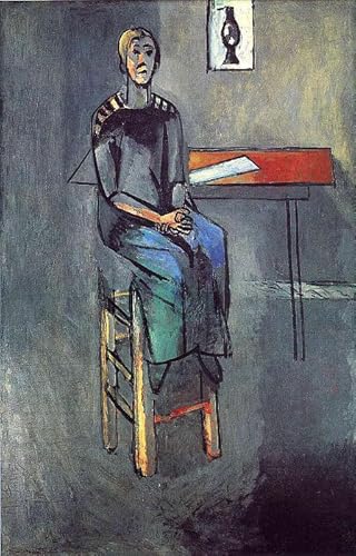 QSDTGHUIKP Frau sitzt auf einem hohen Hocker von Henri Matisse Leinwand Poster Abstrakte Wandkunst Henri Matisse Drucke Retro Malerei für Wohnkultur 55x40cm rahmenlos von QSDTGHUIKP