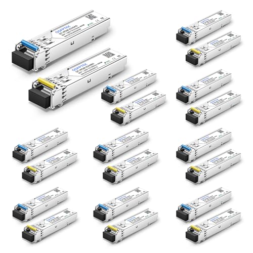 1,25G SFP Modul BIDI WDM Transceiver, 3KM Simplex LC DDM Glasfaser-Transceiver Tx1310/Rx1550nm für Cisco GLC-BX-U und GLC-BX-D, Ubiquiti, Mikrotik, D-Link, Supermicro, Netgear von QSFPTEK