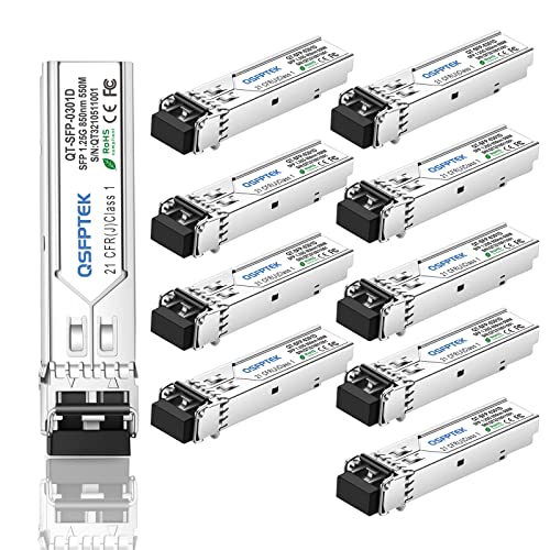 1000Base-SX Transceiver Gigabit Multimode SFP auf LC Modul, MMF 850nm, 550m, DOM, Mini-GBIC für Cisco GLC-SX-MMD, Meraki MA-SFP-1GB-SX, Mikrotik, Supermicro, Ubiquiti, Netgear von QSFPTEK