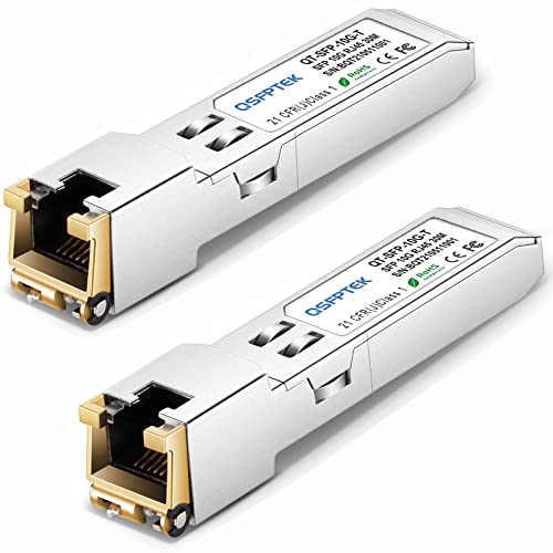 QSFPTEK 2Pack 10GBASE-T SFP+ Kupfer RJ45 Modul Transceiver up to 30m, SFP+ auf RJ45 für Cisco SFP-10G-T-S, Ubiquiti UF-RJ45-10G, Netgear, D-Link, Supermicro, TP-Link, Linksys, andere offene Schalter von QSFPTEK