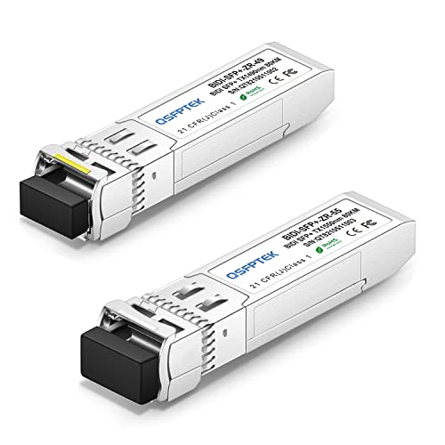 QSFPTEK 10G SFP+ Bidi Transceivers LC Single-Mode Module for Cisco SFP-10G-BX80U-I (1490nm-TX/1550nm-RX), for Cisco SFP-10G-BX80D-I (1550nm-TX/1490nm-RX), 80KM, with DDM - 1 Pair von QSFPTEK