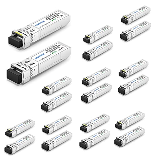 QSFPTEK 10G SFP+ Bidi Transceivers LC Single-Mode Module for Cisco SFP-10G-BX80U-I (1490nm-TX/1550nm-RX), for Cisco SFP-10G-BX80D-I (1550nm-TX/1490nm-RX), 80KM, with DDM - 10 Pair von QSFPTEK