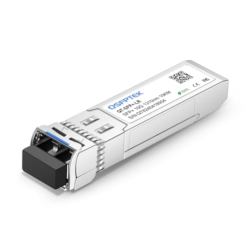 QSFPTEK 10G SFP+ Modul 10GBASE-LR 1310nm 10km DDM LC SFP+ Transceiver Kompatibel für Cisco SFP-10G-LR, Ubiquiti UF-SM-10G, Mikrotik, Netgear, Zyxel, Qnap NAS, D-Link, andere offene Schalter von QSFPTEK