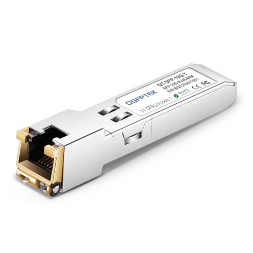 QSFPTEK 10G SFP+ RJ45 Modul, 10Gbe Mini-GBIC 10 Gigabit SFP auf RJ45 Modul, 10GBASE-T SFP auf Ethernet Optischer Kupfer-Transceiver für Cisco SFP-10G-T-80, bis zu 80 m von QSFPTEK