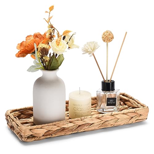 QSIDE Dekotablett rechteckig geflochten - Naturfarben - 30 x 13 x 3,5 cm - Nachhaltig aus Kürbisgras - Dekoschale - Baddeko - Schlüsselschale - Boho Deko - Flechtkorb - Aufbewahrungskorb (Natur) von QSIDE GREEN . QUALITY .