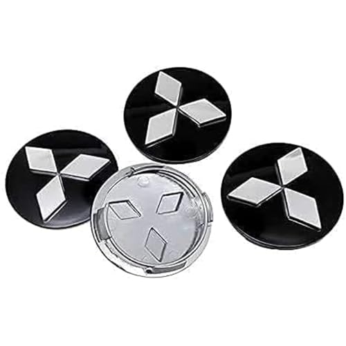 QSLLLY 4 Stück Auto Radnabenkappen für Mitsubishi Outlander 60mm,Nabendeckel Radabdeckung Radnabendeckel Wasserdicht Staubdicht langlebig Reifen Felgen Zubehör von QSLLLY