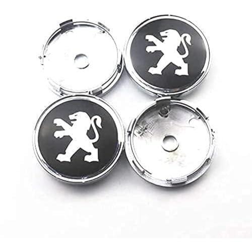 QSLLLY 4 Stück Auto Radnabenkappen für Peugeot 206 207 208 308 408 508 2008 3008 60mm,Nabendeckel Radabdeckung Radnabendeckel Wasserdicht Staubdicht langlebig Reifen Felgen Zubehör von QSLLLY