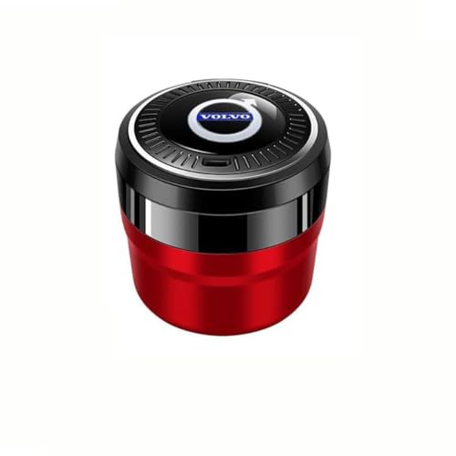 QSLLLY Autoaschenbecher für Volvo XC40,Mit Deckel Tragbarer Fahrzeug Aschenbecher Abnehmbarer Easy Clean Up Innenraum Zubehör,Red-S von QSLLLY