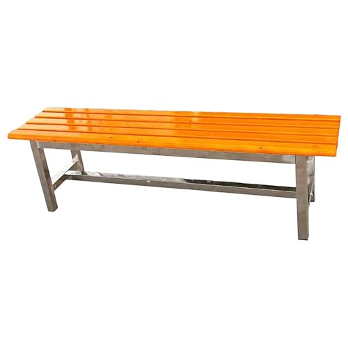 Holzbank, Sitzbank Holz für den Außenbereich, Sitzfläche aus Massivholz und Rahmen aus Edelstahl, Stabile Struktur, Starke Tragfähigkeit(Yellow,120 cm/47 in) von QSNYJPL