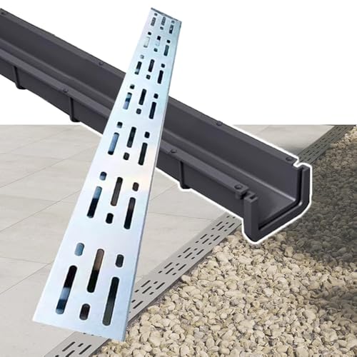 Ablaufrinne Lineare Bodenablauf, Outdoor Entwässerungsrinne Metall Abflussgitter 5cm 7.5cm 10cm Schmaler Duschablauf Rinnenablauf Für Pool Garten(Metallic,W 5cm(2")) von QSPNVFB