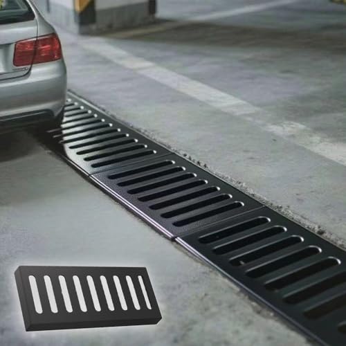 Auffahrt-Ablaufgitter Gusseisen Entwässerungsrinne, Metall Gitterrost Entwässerungsabdeckung Außenbereich Bodenablauf Für Garage Garten Boden(50x20cm(20"x8")) von QSPNVFB
