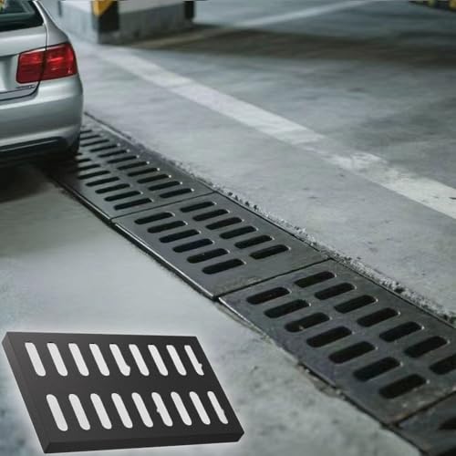 Auffahrt-Ablaufgitter Gusseisen Entwässerungsrinne, Metall Gitterrost Entwässerungsabdeckung Außenbereich Bodenablauf Für Garage Garten Boden(50x35cm(20"x14")) von QSPNVFB