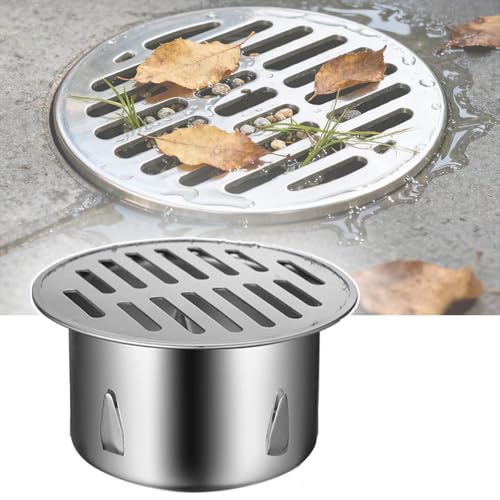 Bodenablauf Anti-blockierend Rund Dachablauf, Edelstahl Balkon Filter Ablaufgitter 8cm 9cm Abnehmbarer Entwässerungsabdeckung Für Hof Garten Boden(6.3cm/2.5inch) von QSPNVFB