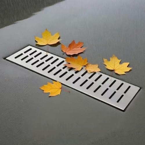 Edelstahl Abflussgitter Garagenbodenablauf, Garten Entwässerungsrinne Entwässerungsabdeckung Gitterrost Für Terrasse Pool Deck Küche Kanalrost(50x17CM(20"x6.7")) von QSPNVFB