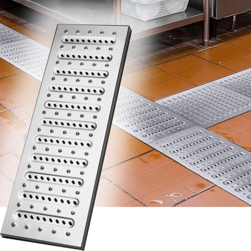 Edelstahl Abflussgitter Küche Bodenablauf 10cm 20cm 30cm 40cm Außenbereich Entwässerungsrinne Gitterrost Regenrinnensiebe Entwässerungsabdeckung(58x25cm(23"x10")) von QSPNVFB