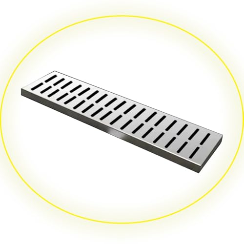 Garagenbodenablauf Edelstahl Abflussgitter, Rectangulaire Entwässerungsrinne Regenrinnensiebe Gitterrost Ablaufrinne Für Pool Deck Gehweg Garage(100x25CM(39"x9.8")) von QSPNVFB