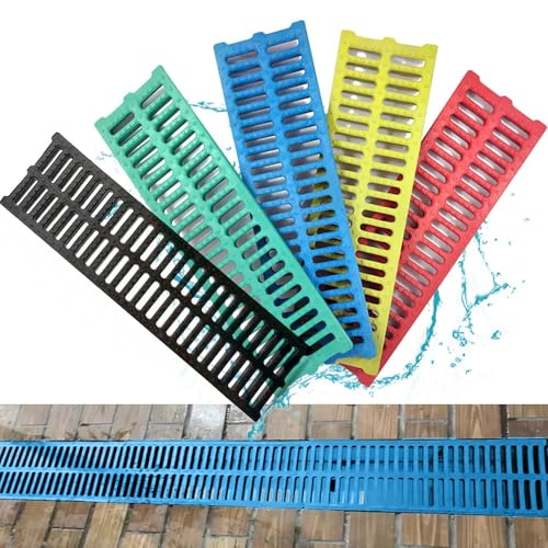 Garten Abflussgitter Kunststoff Entwässerungsrinne 50x15 50x30cm Regenrinnensiebe Schmaler Bodenablauf, Antirutsch Gitterrost Außenbereich Boden(Blue,50x25cm(19.5"x10")) von QSPNVFB