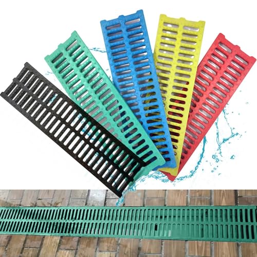 Garten Abflussgitter Kunststoff Entwässerungsrinne 50x15 50x30cm Regenrinnensiebe Schmaler Bodenablauf, Antirutsch Gitterrost Außenbereich Boden(Green,50x15 cm(19.5"x6")) von QSPNVFB