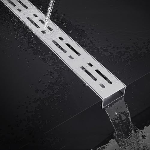 Lineare Ablaufrinne Duschablauf Edelstahl Entwässerungsrinne Rectangulaire Bodenablauf, Schmaler Entwässerungssysteme Für Pool Garten Badezimmer(Metallic,5x3cm2"x1.2")) von QSPNVFB