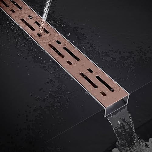 Lineare Ablaufrinne Duschablauf Edelstahl Entwässerungsrinne Rectangulaire Bodenablauf, Schmaler Entwässerungssysteme Für Pool Garten Badezimmer(Rose gold,3.5X3cm(1.4"x1.2")) von QSPNVFB