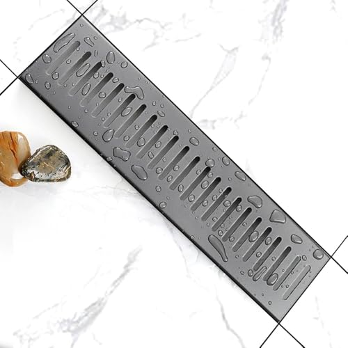 Outdoor Abflussgitter Grau Edelstahl Entwässerungsrinne 10cm Breite Rectangulaire Bodenablauf Duschrinne Gitterrost Für Pool Garten Küche(L 40cm(16")) von QSPNVFB