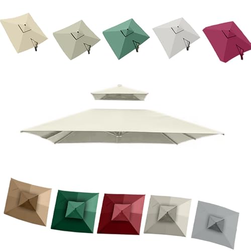 QSPNVFB 250x250cm Ampelschirm Quadratisch Ersatzabdeckung 8 Arme Pool Sonnenschirm Überdachung Ersatztuch, Garten Marktschirm Sonnenschutz Baldachin(Beige,2.5m(8')-Double top) von QSPNVFB