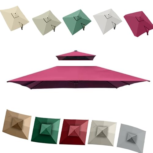 QSPNVFB 250x250cm Ampelschirm Quadratisch Ersatzabdeckung 8 Arme Pool Sonnenschirm Überdachung Ersatztuch, Garten Marktschirm Sonnenschutz Baldachin(Burgundy,2.5m(8')-Double top) von QSPNVFB