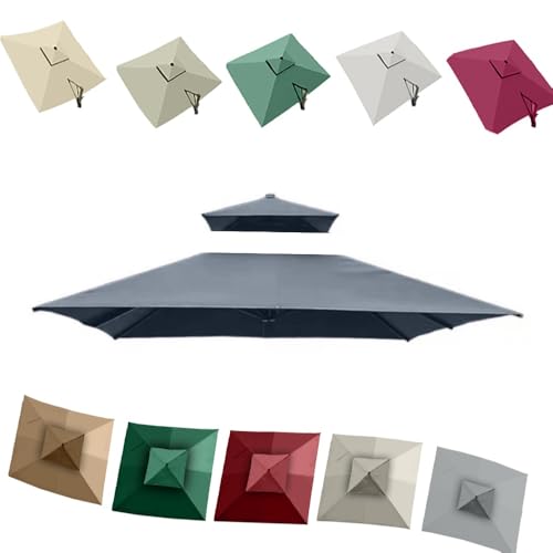 QSPNVFB 250x250cm Ampelschirm Quadratisch Ersatzabdeckung 8 Arme Pool Sonnenschirm Überdachung Ersatztuch, Garten Marktschirm Sonnenschutz Baldachin(Grey,2.5m(8')-Double top) von QSPNVFB