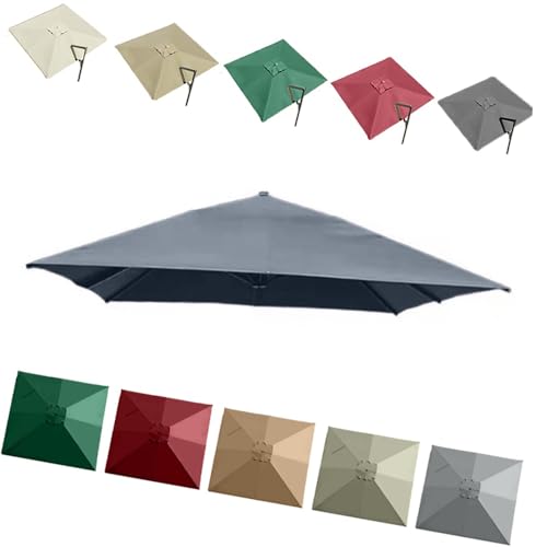 QSPNVFB 250x250cm Ampelschirm Quadratisch Ersatzabdeckung 8 Arme Pool Sonnenschirm Überdachung Ersatztuch, Garten Marktschirm Sonnenschutz Baldachin(Grey,2.5m(8')-Single top) von QSPNVFB