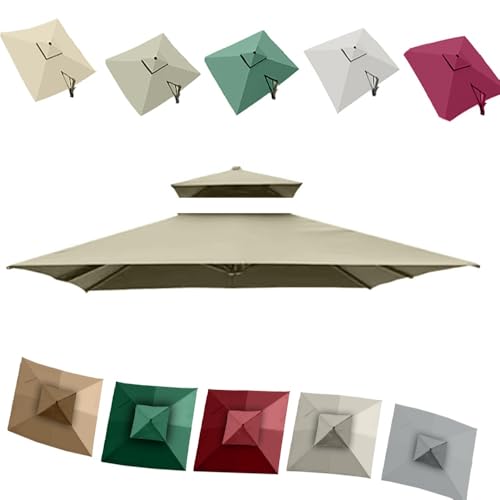 QSPNVFB 250x250cm Ampelschirm Quadratisch Ersatzabdeckung 8 Arme Pool Sonnenschirm Überdachung Ersatztuch, Garten Marktschirm Sonnenschutz Baldachin(Taupe,2.5m(8')-Double top) von QSPNVFB