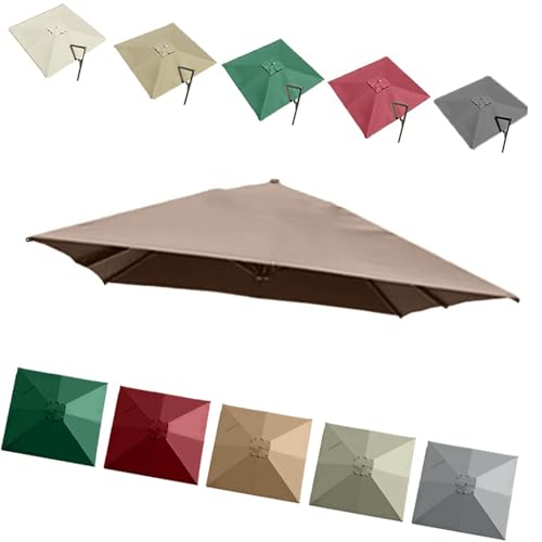QSPNVFB 300x300cm Ampelschirm Quadratisch Ersatzabdeckung 8 Arme Pool Sonnenschirm Überdachung Ersatztuch, Garten Marktschirm Sonnenschutz Baldachin(Khaki,3m (10') Single top) von QSPNVFB