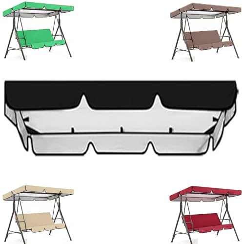 QSPNVFB Ersatzbezug Für Hollywoodschaukel, Gartenschaukel Ersatz-Baldachin 3 Sitzer Terrasse Schaukel Dachplane Ersatzdach Terrasse Dach-Plane(Black,190x132 cm (75x52 Inch)) von QSPNVFB