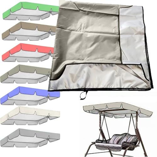 QSPNVFB Gartenschaukel Überdachung Ersatzbezug 2-3 Sitzer Hollywoodschaukel Baldachin Dach-Plane Wasserdicht Oxford Gartenmöbel Sonnendach Ersatzdach(Beige,190x132 cm (75x52 Inch)) von QSPNVFB
