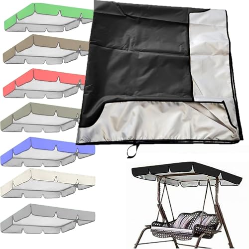 QSPNVFB Gartenschaukel Überdachung Ersatzbezug 2-3 Sitzer Hollywoodschaukel Baldachin Dach-Plane Wasserdicht Oxford Gartenmöbel Sonnendach Ersatzdach(Black,190x132 cm (75x52 Inch)) von QSPNVFB