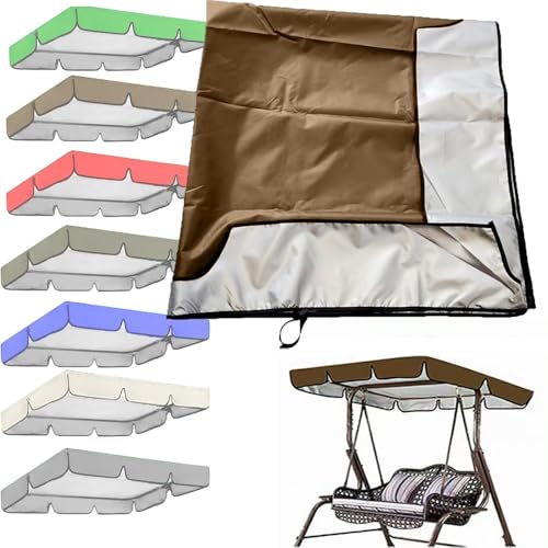 QSPNVFB Gartenschaukel Überdachung Ersatzbezug 2-3 Sitzer Hollywoodschaukel Baldachin Dach-Plane Wasserdicht Oxford Gartenmöbel Sonnendach Ersatzdach(Coffee,142x120 cm (56x47Inch)) von QSPNVFB