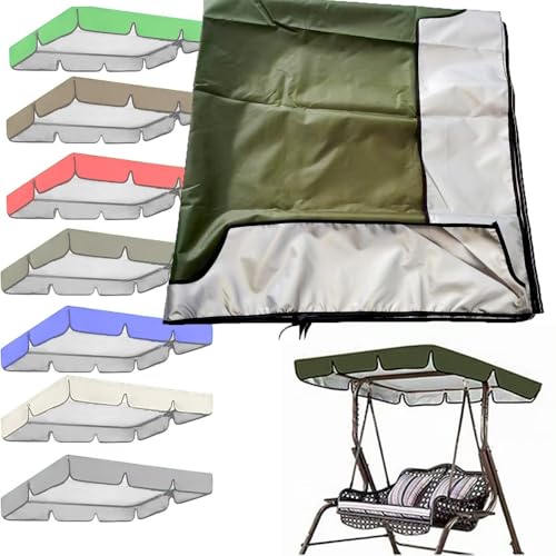 QSPNVFB Gartenschaukel Überdachung Ersatzbezug 2-3 Sitzer Hollywoodschaukel Baldachin Dach-Plane Wasserdicht Oxford Gartenmöbel Sonnendach Ersatzdach(Dark Green,190x132 cm (75x52 Inch)) von QSPNVFB