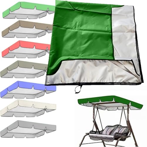 QSPNVFB Gartenschaukel Überdachung Ersatzbezug 2-3 Sitzer Hollywoodschaukel Baldachin Dach-Plane Wasserdicht Oxford Gartenmöbel Sonnendach Ersatzdach(Green,164x114 cm (65x45 Inch)) von QSPNVFB