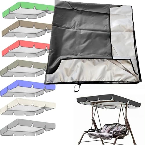 QSPNVFB Gartenschaukel Überdachung Ersatzbezug 2-3 Sitzer Hollywoodschaukel Baldachin Dach-Plane Wasserdicht Oxford Gartenmöbel Sonnendach Ersatzdach(Grey,190x132 cm (75x52 Inch)) von QSPNVFB