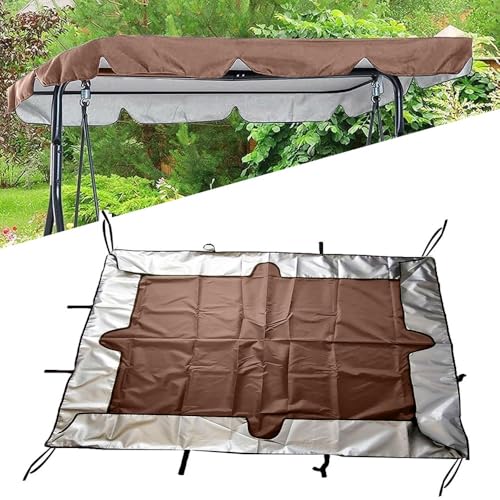 QSPNVFB Hollywoodschaukel Dachbezug Ersatz-Baldachin 2-3 Sitzer Gartenschaukel Überdachung Wasserdicht Oxford-Tuch Gartensitz Sonnendach Ersatzdach(Coffee,142x120 cm (56x47Inch)) von QSPNVFB