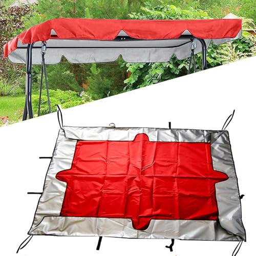 QSPNVFB Hollywoodschaukel Dachbezug Ersatz-Baldachin 2-3 Sitzer Gartenschaukel Überdachung Wasserdicht Oxford-Tuch Gartensitz Sonnendach Ersatzdach(Red,195x125 cm (77x49 Inch)) von QSPNVFB