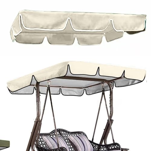 QSPNVFB Hollywoodschaukel Dachbezug Wasserdicht 2-3 Sitzer Gartenschaukel Überdachun Ersatzdach， Oxford Gartenmöbel Schaukel Baldachin Ersatz Bezug Anti-UV(Beige,142x120 cm (56x47Inch)) von QSPNVFB