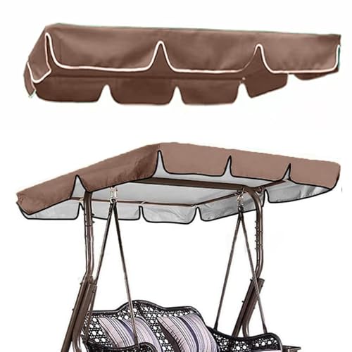 QSPNVFB Hollywoodschaukel Dachbezug Wasserdicht 2-3 Sitzer Gartenschaukel Überdachun Ersatzdach， Oxford Gartenmöbel Schaukel Baldachin Ersatz Bezug Anti-UV(Coffee,142x120 cm (56x47Inch)) von QSPNVFB