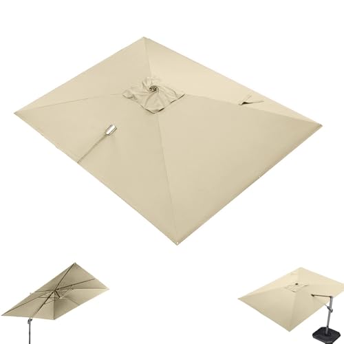 QSPNVFB Rechteckiger Sonnenschirm Überdachung 300 X 400 cm 8 Arme Ampelschirm Ersatztuch Terrassenschirm Baldachin Ersatzabdeckung Marktschirm Ersatzdach(Khaki,Single top 3x4m(10' x 13')) von QSPNVFB