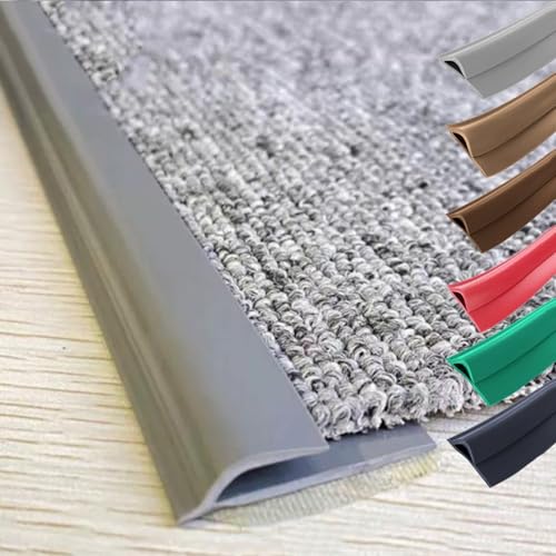QSPNVFB Teppichkantenleiste PVC Selbstklebend Teppich Bodenübergangsstreifen, Abschlussprofil Kanten Trim Übergangsprofil Mit Höhenausgleich(Grey,1m(3.3ft)) von QSPNVFB