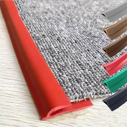 QSPNVFB Teppichkantenleiste PVC Selbstklebend Teppich Bodenübergangsstreifen, Abschlussprofil Kanten Trim Übergangsprofil Mit Höhenausgleich(Red,1m(3.3ft)) von QSPNVFB