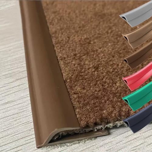 QSPNVFB Teppichkantenleiste Selbstklebend Teppich Bodenübergangsstreifen 2m 5m PVC Abschlussprofil Übergangsprofil Mit Höhenausgleich(Coffee,1m(3.3ft)) von QSPNVFB
