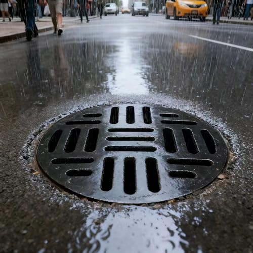 Rundes Ablaufgitter Gusseisen Gullydeckel 30cm 50cm 70cm Auffahrt Abflussgitter Garagenbodenablaufsieb Außenbereich Kanalgitter Für Garten Gehweg(30cm(12")) von QSPNVFB