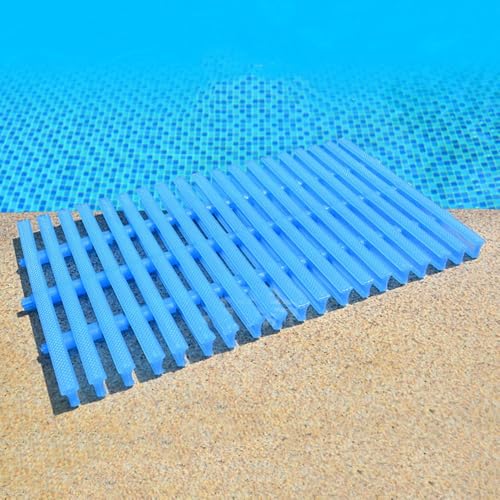 Schwimmbad Überlaufgitter Spleißbar Kunststoff Abflussgitter Überlaufrinne Dachrinne, Antirutsch Duschrinne Rinnenrost Für Pool Badezimmer Küche(Crystal Blue,30x100cm(12"x39")) von QSPNVFB