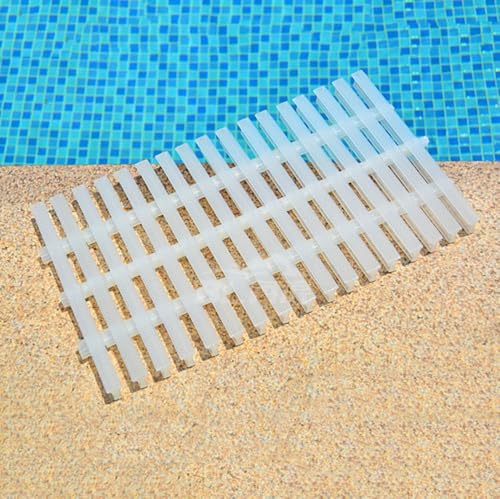 Schwimmbad Überlaufgitter Spleißbar Kunststoff Abflussgitter Überlaufrinne Dachrinne, Antirutsch Duschrinne Rinnenrost Für Pool Badezimmer Küche(Crystal White,25x100 cm(10"x39")) von QSPNVFB